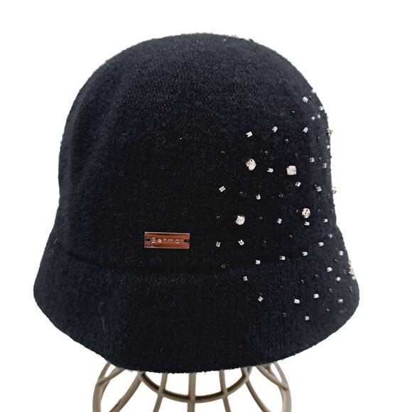 NWT New Old Stock Betmar New York Black Wool blend Rhinestone Hat Style B1285H - Picture 2 of 5
